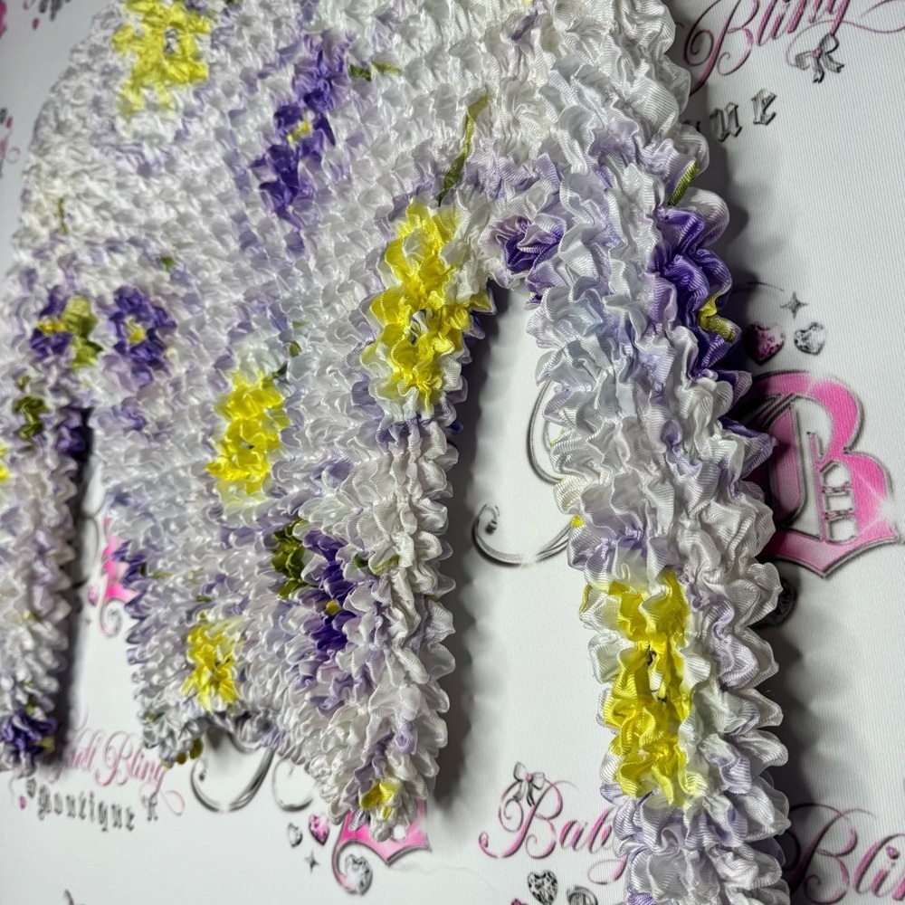 Bubble top 2000s y2k floral stretchy one size fits all iconic lavender lilac - Picture 6 of 10